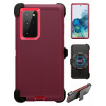 Heavy Duty Armor Robot Case with Clip for Samsung Galaxy S20 Plus 6.7 inch (Burgundy Pink)